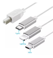 Microcase Lightning Type-C Micro USB to USB B Çevirici Kablo - AL2849 Beyaz