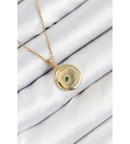 316L Çelik Zirkon Taşlı Ay Ve Güneş Model Gold Renk Kadın Kolye - TJ-BKO10539