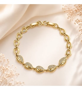 CM Jewelry Damla Zirkon Taşlı Kalp Detaylı Bileklik – Gold Kadın Bileklik