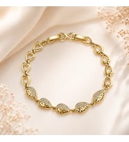 CM Jewelry Damla Zirkon Taşlı Kalp Detaylı Bileklik – Gold Kadın Bileklik