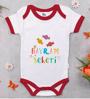 BK Kids Bayram Şekeri Tasarımlı Kırmızı Bebek Body Zıbın-1