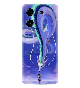 Tecno Pova 5 Kılıf Silikon Desen Özel Seri Kız ve Ejderha 1742