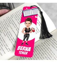 Sporcu Kadın Karikatürlü Püsküllü Kitap Ayracı