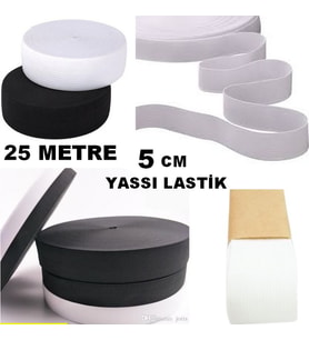 Lastik Sert Yumuşak Çamaşır Don Etek Bel Paça Bebe Lastiği Yassı Yumuşak 5 Cm Siyah 25 Mt