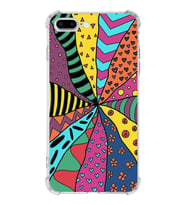 PrintiFy Apple iPhone 8 Plus Uyumlu Retro Color 4 Baskılı Şeffaf Köşe Korumalı Antişok Kılıf