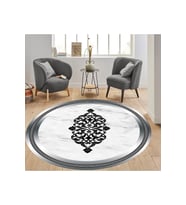 Eliana Home Baskılı, Yıkanabilir Kaymaz Taban Yuvarlak Halı LNA7317-SD770 120x120 cm (Gri)