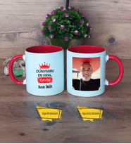 Dayıya Hediye Kupa Bardak Kırmızı Fotoğraflı Dayıya Doğum Günü Hediyesi