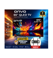 Onvo 65VQ90F3UA 65” QLED 4K Ultra Hd Google Smart Tv HDR10 Dolby Audio Wi-Fi Duvar Askı Aparatı Hediyeli