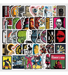 CajuArt 50 Adet Tekrarsız Film Karışık Retro PVC Sticker Süs 012