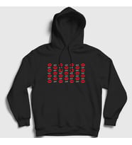 Presmono Unisex Siyah Pattern Öpücüklü Kapüşonlu Sweatshirt 449457tt