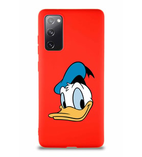 Samsung Galaxy S20 FE Soft Premier Kapak Donald Duck-B Tasarımlı Silikon Kılıf - Kırmızı (Şeffaf)