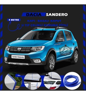 Dacia Sandero Oto Araç Kapı Koruma Fitili 5metre Parlak Mavi Renk