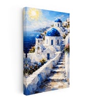 Kanvas Tablo Santorini Adası Ve Merdivenli Evler Şehir Ve Mimari Tablo Ev Ofis Duvar Dekoru