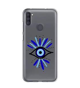 Samsung Galaxy M21 Uyumlu Nazar Göz Desenli Şeffaf Telefon Kılıfı