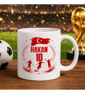 BK Gift Kişiye Özel Türkiye Taraftar Temalı 2026 Dünya Kupası Tasarımlı Beyaz Kupa Bardak -6, Tek Yürek Milli Takım Ruhu