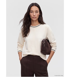 LCW EVERYDAY Ekru Soft Touch Çizgili Kadın Sweatshirt