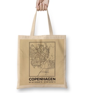 Copenhagen Minimalist Map Bez Çanta Uzun Saplı