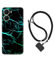 Vivo Y16 Kılıf Silikon Boyun Askılı İpli Desenli Silikon Green Thunder 1693