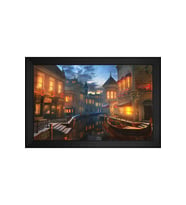 Manzara Temalı Kanvas Tablo 80 x 110 cm Siyah Çerçeve