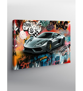 Kanvas Tablo Grafitili Spor Araba