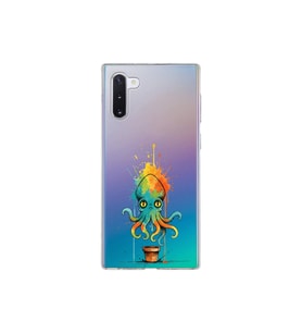 Samsung Galaxy Note 10 ile uyumlu Splash ahtapot tasarımlı şeffaf silikon kılıf