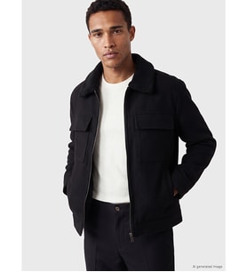 LCW Vision Siyah Regular Fit Pelüş Gömlek Yaka Erkek Mont