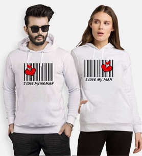 Tshirthane Aşkımızın Barkodu Sevgili Kombinleri Kapüşonlu Kombini (Tek Ürün Fiyatıdır.)