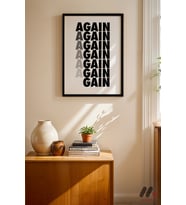 Again Again Tipografi, Siyah Çerçeveli Duvar Tablosu - Motivasyon Hediyesi