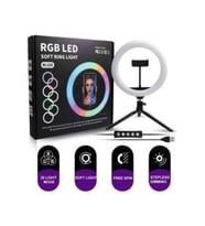 RGB Işıklı Telefon Tutucu 26cm, Ring Light, Youtuber ve Makyaj Işığı