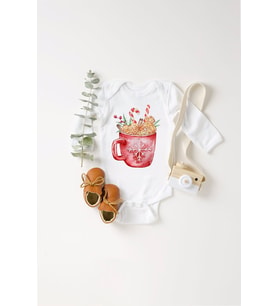 Unisex Bebek Kurabiye Dolusu Kupa Baskılı Body Zıbın