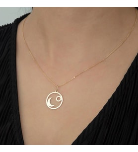 Kişiye Özel Minimal Güneş ve Ay Kolye 925K Gümüş (Gold)