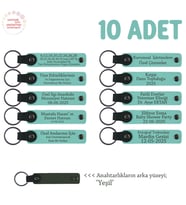 Aile Toplantısına Uygun Hediye, 10'lu Set, Kişiselleştirilebilir Anahtarlık, Turkuaz & Yeşil