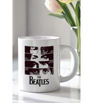 The Beatles Tasarımlı 330ml Baskılı Beyaz Seramik Kupa Bardak