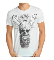 Bant Giyim - Illuminated Skull Beyaz Erkek T-shirt Tişört