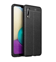 Galaxy A02 Kılıf Zore Niss Deri Desenli Silikon Kılıf (Siyah)