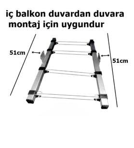 Orta Askılı Balkon içi Makaralı Sabit Çamaşır Askısı Paslanmaz Alüminyum Makaralı İP HEDİYELİ-Acore (Beyaz)