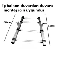 Orta Askılı Balkon içi Makaralı Sabit Çamaşır Askısı Paslanmaz Alüminyum Makaralı İP HEDİYELİ-Acore (Beyaz)