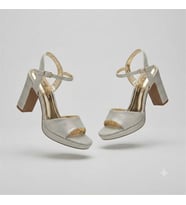 Kindep (Park Moda) Tek Bant Platform (1 cm) Kadın Topuklu (8 cm) Ayakkabı ALTIN