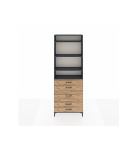 Arges Dolap 4 Raflı 5 Çekmeceli 88x30x243 Antrasit-Çam