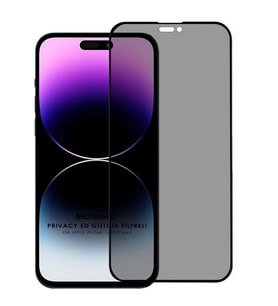 Microsonic Apple iPhone 14 Pro Max Privacy 5D Gizlilik Filtreli Cam Ekran Koruyucu Siyah