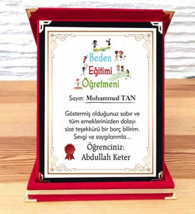 Beden Eğitimi Öğretmenine Plaket