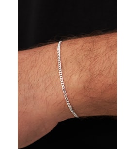2.5mm Gurmet 925 Ayar Gümüş Erkek Zincir Bileklik Veb5248