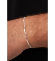 2.5mm Gurmet 925 Ayar Gümüş Erkek Zincir Bileklik Veb5248