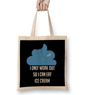 I Workout Because Ice Cream Funny Exercise Bez Çanta Uzun Saplı