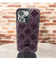 İPHONE 16 PRO MAX Lens Hediyeli  Lüx Kristaller Taşlı İçi Kadife Kaliteli Telefon Kılıfı (Bordo)