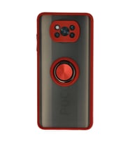 Xiaomi Pocophone X3 Kılıf Montreal Yüzüklü Silikon Kapak - Kırmızı
