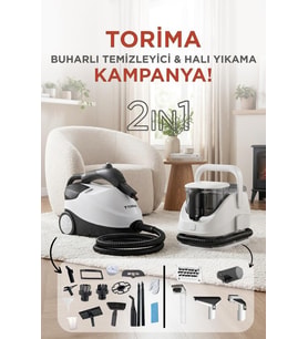 Torima Buharlı Temizleyici Halı Koltuk Yıkama Cam Zemin Mutfak Temizlme Buhar Makinesi JJB747+CB08C