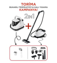 Torima JJB-747 Koltuk ve Halı Yıkama Makinesi + CB-08C Çok Fonksiyonlu Buharlı Temizleyici (Beyaz)
