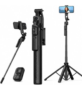 Lexroo AI Yüz Takipli Selfie Çubuğu Tripod, 360° Otomatik Takip Gimbal, Quadrapod Taban