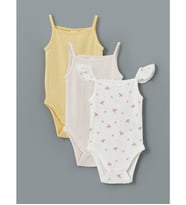 LCW baby Ekru Kare Yaka Kız Bebek Çıtçıtlı Body 3'lü